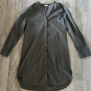 James Perse Split Mandarin Collar Button-Down Cotton Shirt Dress Women's 4
